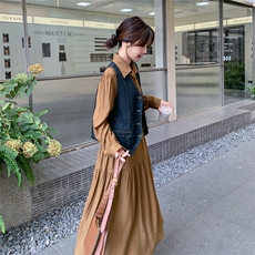 （有货）2026春装新款大版连衣裙+牛仔马甲两件套1D060-p185-k278，女装套装/套裙，1D060