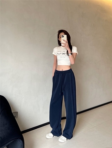 2025秋季新款科技砂洗空气层阔腿裤图片