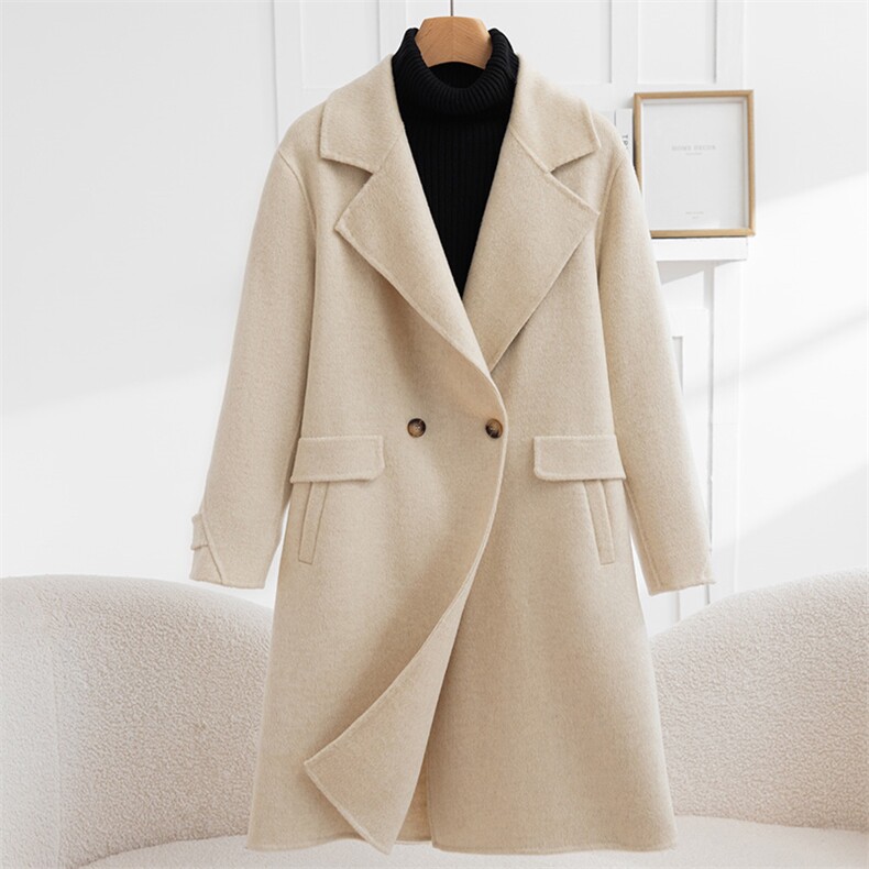 2025年秋季长袖常规时尚百搭通勤简约大衣，女装毛呢外套，怡欣双面呢工厂店