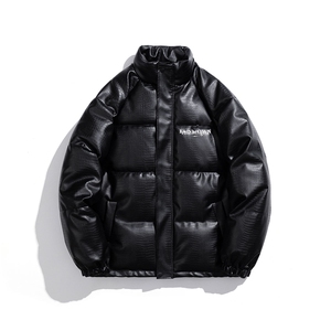白底鳄鱼纹棉衣男手塞棉夹克PU皮棉服外套男8507P120控158图片