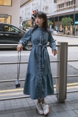 2021春季新款木耳边鱼尾裙货号L503，女装连衣裙，时倾STUDIO