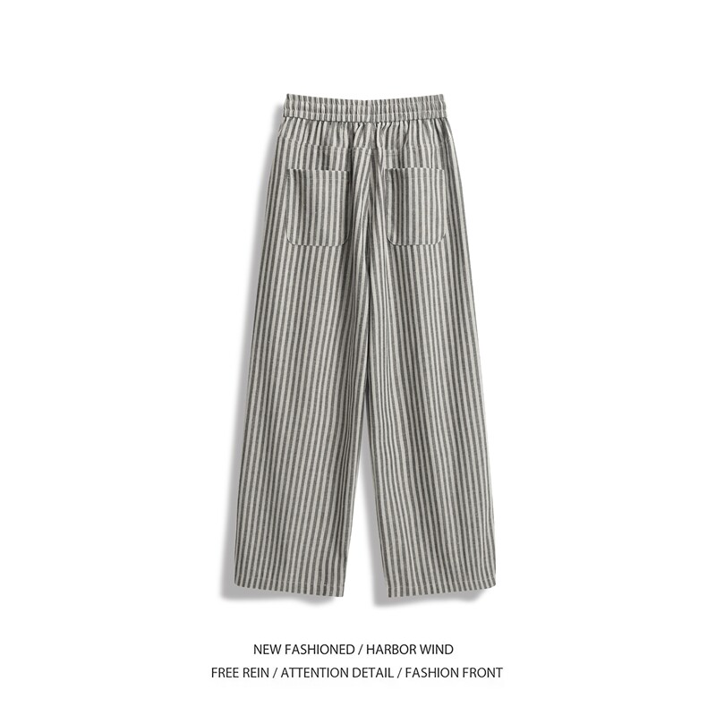 抖音品质秋季新款潮流条纹宽松阔腿休闲裤B315-K25619-特p40控78,男装休闲裤,电商B315