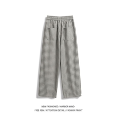 抖音品质秋季新款潮流条纹宽松阔腿休闲裤B315-K25619-特p40控78，男装休闲裤，电商B315