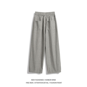 抖音品质秋季新款潮流条纹宽松阔腿休闲裤B315-K25619-特p40控78图片