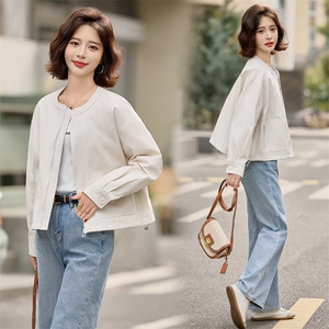小个子开春外套女短款2025新款韩版宽松圆领休闲棒球服春秋夹克潮