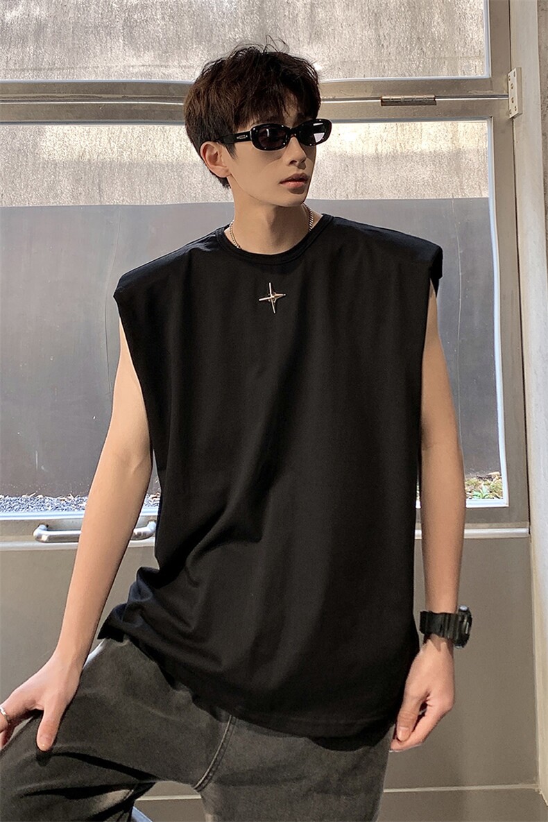 1美式港风四角星设计潮流背心大码M-5XL休闲背心男BX8764P25控39,男装背心/马甲,星座226-2