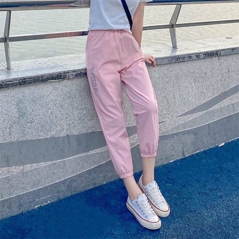 【现货】2021夏装新款印花休闲九分裤166-1011*P35绿色,女装休闲裤,茜茜公主