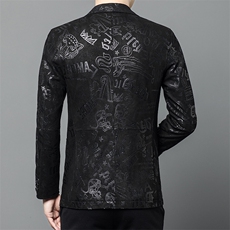 高端轻奢真皮绵羊皮羽绒服西装男脱卸羽绒内胆绵羊皮西服皮衣外套，男装西服，钱塘723