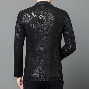 高端轻奢真皮绵羊皮羽绒服西装男脱卸羽绒内胆绵羊皮西服皮衣外套图片