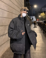 复古棉衣做旧字母刺绣立领防风保暖皮棉服男冬加厚面包服M9052，男装夹克，星座1116A-1（原606A）