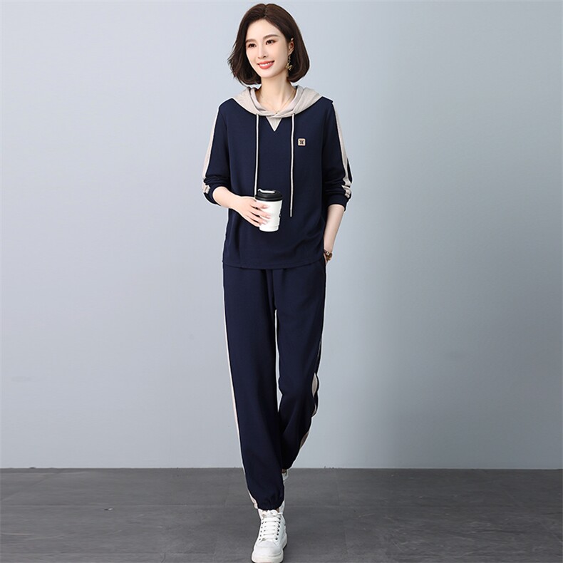 休闲运动卫衣套装女2025春秋新款大码时尚中年妈妈洋气卫裤两件套,女装套装/套裙,忆绮罗