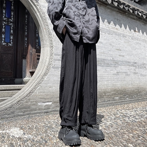 8XL-M风亚麻裤男宽松棉麻裤子大码阔腿裤灯笼裤新中式K965P30图片