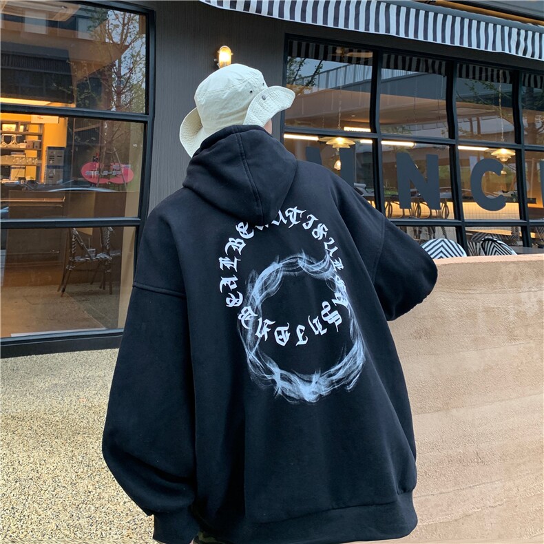 秋季大码卫衣ins港风宽松连帽百搭印花外套X5564-模特图-P65-限78，女装短外套，电商A061-1