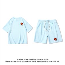 HZ75257-P44华夫格套装男大码休闲运动套装两件套，男装休闲套装，电商A040