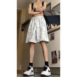 夏季巴黎脏脏短裤宽松扎染运动五分裤A463特P33控68图片