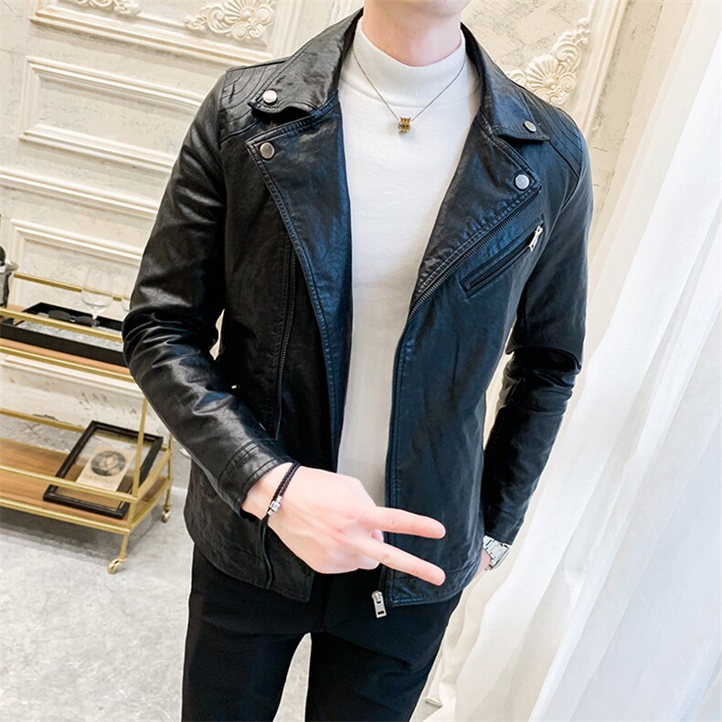312A-5-X54-P120新款皮衣男韩版立领机车服青年水洗皮夹克b，男装夹克，星座312A-5