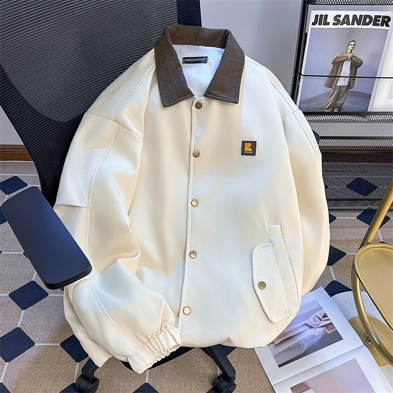 647-P67 日系复古撞色翻领外套男春秋季潮牌vintage宽松休闲图片