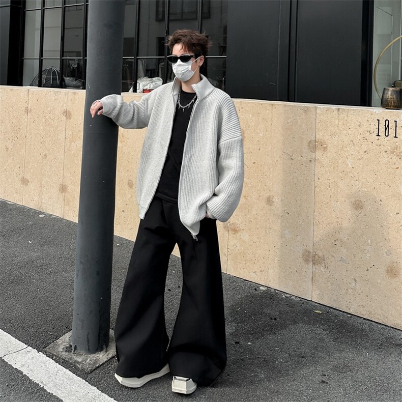 复古针织开衫男士秋季新款轻熟风潮牌高级感休闲连帽外套Y503/P50图片