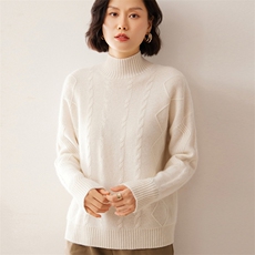 2025秋冬新款35%山羊绒女士7针菱形半高领羊绒衫，女装羊绒衫，拓驰羊绒