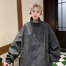 （量大差价足）春秋款复古PU皮夹克磨砂质感外套1213-DY2313-P95，男装夹克，星座1213