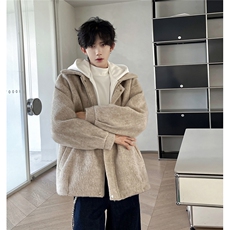 冬季加棉加厚阿尔巴卡呢子带帽宽松中性港风男女外套M897-P138，女装短外套，电商A170
