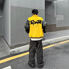 美式复古字母印花拼色棒球服夹克男女宽松潮牌外套JK855-P47，男装夹克，星座208-5