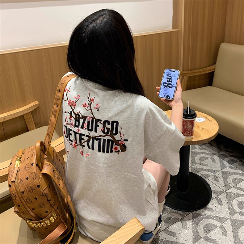 万针全刺绣工艺抖音得物高品质260克重磅纯棉双纱美式高街短袖T恤,男装T恤,电商A486