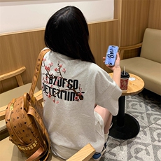 万针全刺绣工艺抖音得物高品质260克重磅纯棉双纱美式高街短袖T恤，男装T恤，电商A486