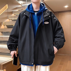 秋季假两件夹克男宽松港风男士休闲连帽外套潮流A266-JK2226-P65，男装夹克，电商A266