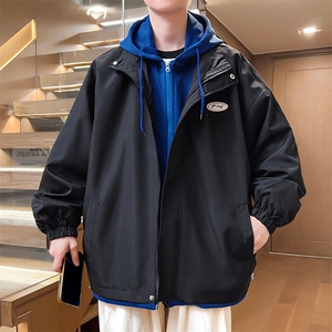 秋季假两件夹克男宽松港风男士休闲连帽外套潮流A266-JK2226-P65图片