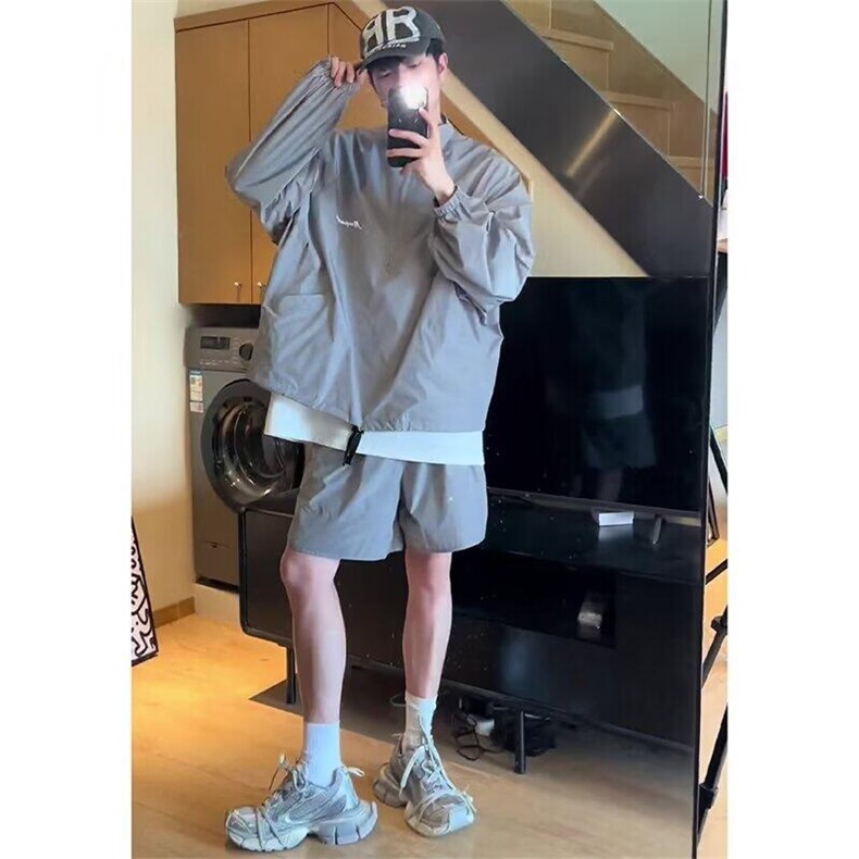 W9834-P45网图现货美式户外防晒衣夏宽松速干防嗮服冲锋衣套装,男装防晒衣,星座1608-2