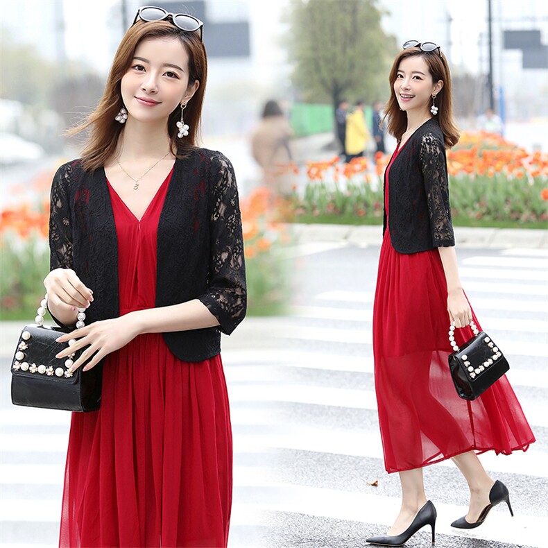 蕾丝小披肩女夏天修身镂空开衫百搭空调衫小香风短外子外搭薄，女装蕾丝衫/雪纺衫，婵米儿