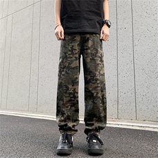 春季迷彩裤美式高街hiphop直筒水洗牛仔长裤工装裤NZ068-P47，男装牛仔裤，星座310B
