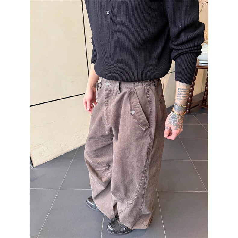 潮牌纯色cleanfit直筒休闲裤男复古宽松潮流百搭长裤LN13633-P58,男装休闲裤,星座1008