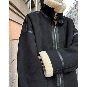 F79-P92 秋冬季麂皮绒工装棉衣男款高街潮牌ins羊羔毛加厚棉服图片