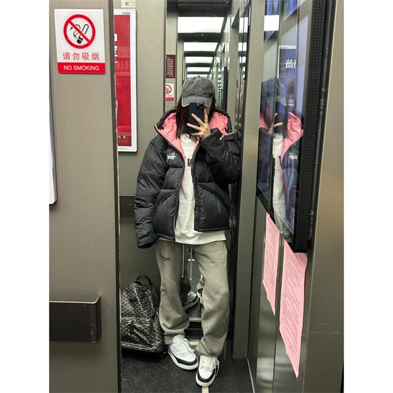 （现货）黑粉黑灰色猛男自制,男装棉衣,星座910A
