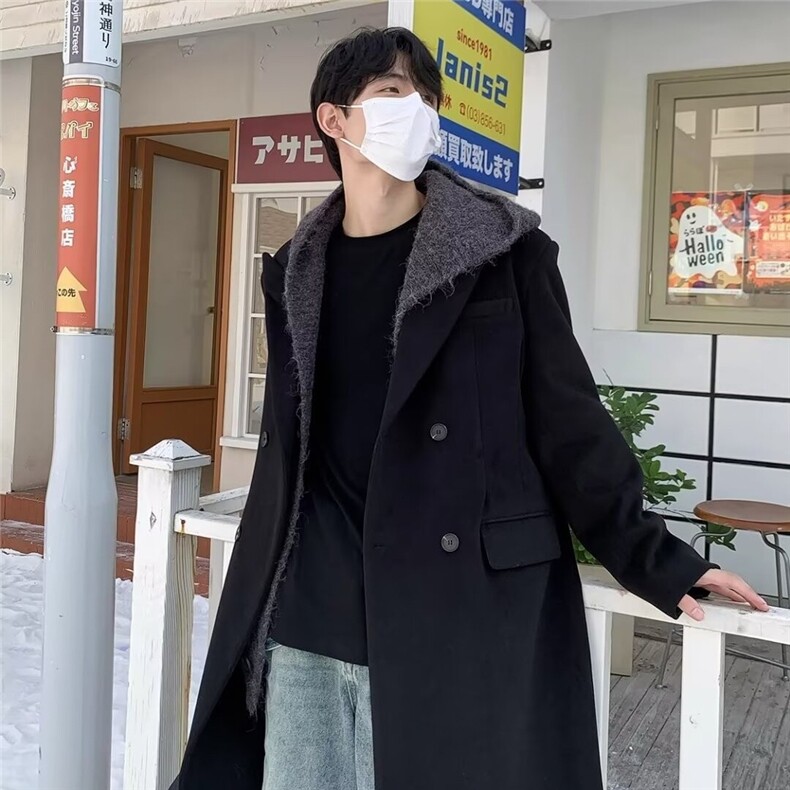 高级感克苏鲁毛呢大衣男士秋冬季休闲中长款英伦韩系呢子风衣外套,男装风衣,星座218-1（原230）