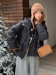 现货主推2025新款气质轻薄泡芙加厚保暖白鸭绒短款羽绒服女图片