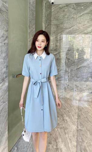 韩版彩扣连衣裙，女装连衣裙，七米