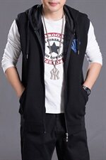 男士马甲无袖连帽背心运动马夹不倒绒针织开衫加肥加大码316款P70，男装背心/马甲，星座802