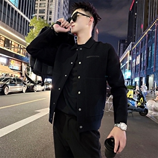 AF208/P108控148秋季社会小伙翻领字母工装百搭外套开衫男黑首，男装工装外套，星座305B-1