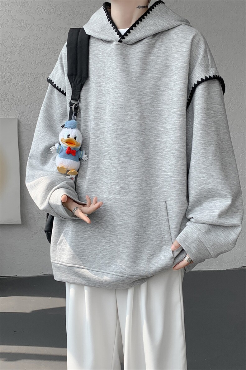 WY10155-特P48控88新款连帽贝壳绣花麦穗提花大码男宽松情侣卫衣,男装卫衣,电商A059