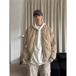 W557-P78 卡其色短款棉服外套棒球服男款秋季美式潮牌飞行员夹克图片