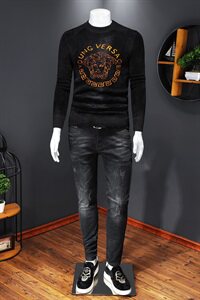 3635 秋冬新款男士加厚保暖套头天鹅绒毛衣图片
