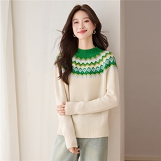 高级感灰色提花毛衣女短款秋冬2025新款羊毛内搭针织打底衫上衣，女装羊毛衫，艾米