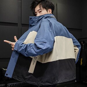 2021春装新款插色宽松立领夹克男潮流工装外套 A438-733图片
