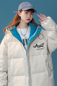 中性22冬季新品字母印花连帽面包服棉服宽松棉衣MY151P115控148图片