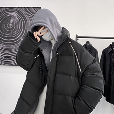 港风假两件衣男连帽服反光加厚袄外套X1213-W969-P120，男装棉衣，星座1213