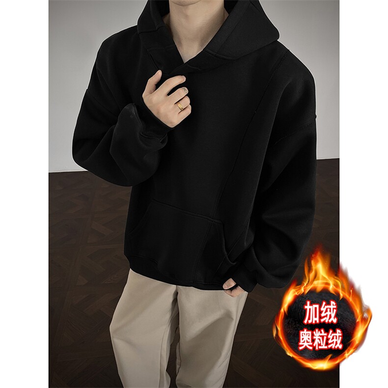 加绒奥粒绒拼接重磅500克连帽卫衣硬挺宽套头外套 RH5306JR-P62图片