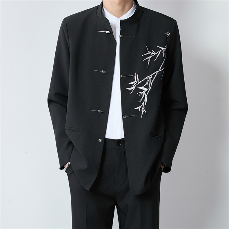 1506A/GW470/P64风刺绣新中山装高级感春秋中式唐装立领西服,男装西服,星座1506A